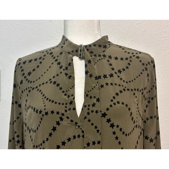 Equipment Cadence Size M Silk Stars Print Long Sleeve Dress Boho Feminine Fall - Picture 3 of 12